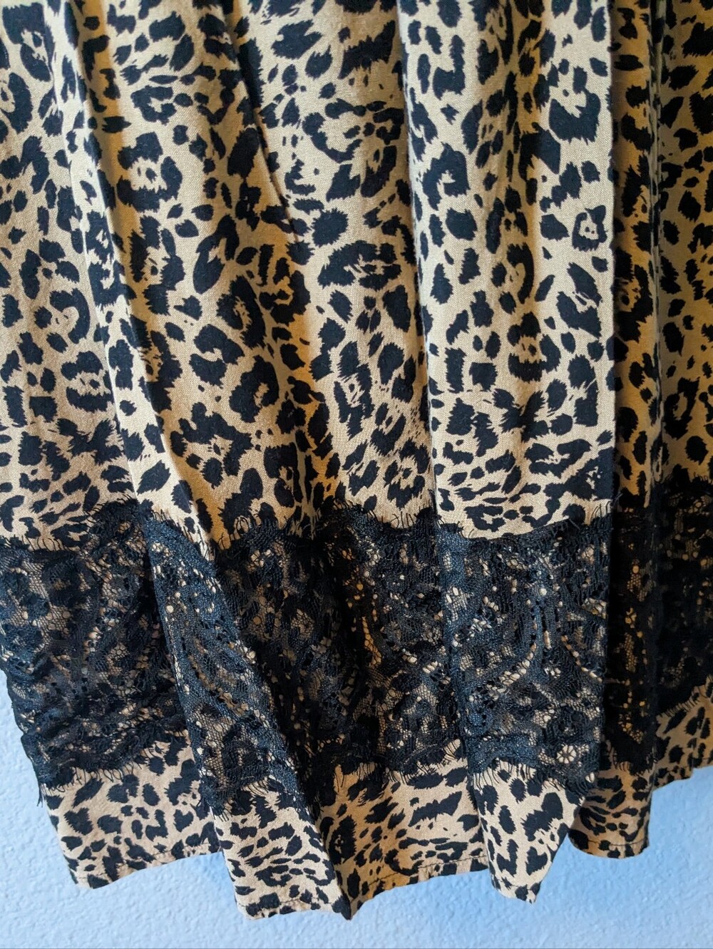 UP by Ultra Pink Leopard Print Mini Dress with Black Lace Sleeveless Sundress XL - Picture 5 of 11